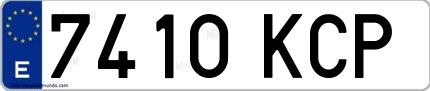 Ejemplo de matrícula española 7410 KCP