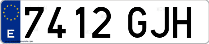 Ejemplo de matrícula de coche ordinaria 7412 GJH