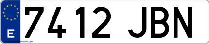 Ejemplo de matrícula de coche ordinaria 7412 JBN