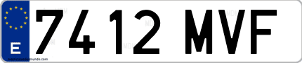 Ejemplo de matrícula de coche ordinaria 7412 MVF