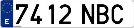 Ejemplo de matrícula española 7412 NBC