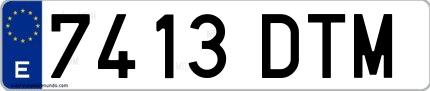 Ejemplo de matrícula española 7413 DTM