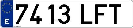 Ejemplo de matrícula española 7413 LFT