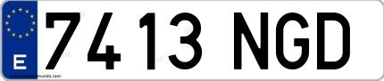 Ejemplo de matrícula española 7413 NGD