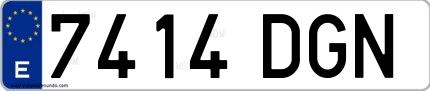 Ejemplo de matrícula española 7414 DGN