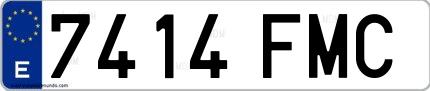 Ejemplo de matrícula española 7414 FMC