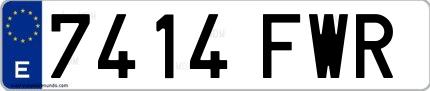 Ejemplo de matrícula española 7414 FWR