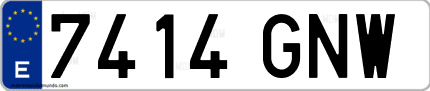 Ejemplo de matrícula de coche ordinaria 7414 GNW