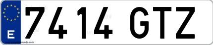 Ejemplo de matrícula española 7414 GTZ