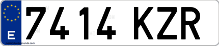 Ejemplo de matrícula de coche ordinaria 7414 KZR