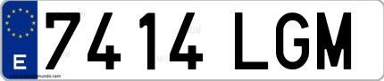 Ejemplo de matrícula española 7414 LGM