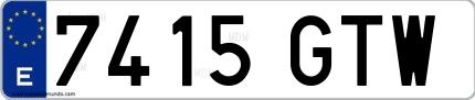 Ejemplo de matrícula española 7415 GTW