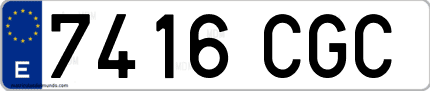 Ejemplo de matrícula de coche ordinaria 7416 CGC