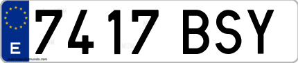 Ejemplo de matrícula de coche ordinaria 7417 BSY