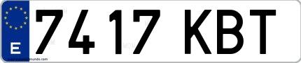 Ejemplo de matrícula española 7417 KBT