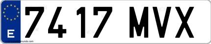 Ejemplo de matrícula española 7417 MVX