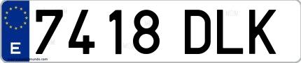 Ejemplo de matrícula española 7418 DLK