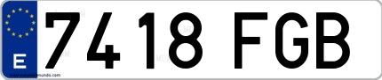 Ejemplo de matrícula española 7418 FGB