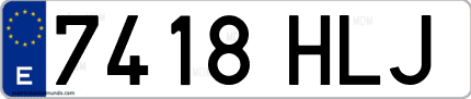 Ejemplo de matrícula de coche ordinaria 7418 HLJ