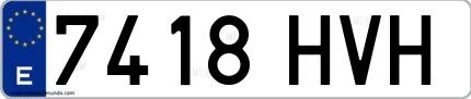 Ejemplo de matrícula española 7418 HVH