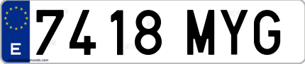 Ejemplo de matrícula de coche ordinaria 7418 MYG