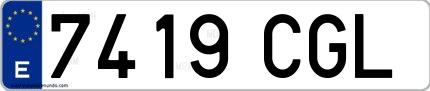 Ejemplo de matrícula española 7419 CGL