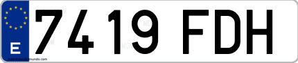 Ejemplo de matrícula de coche ordinaria 7419 FDH
