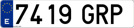 Ejemplo de matrícula de coche ordinaria 7419 GRP