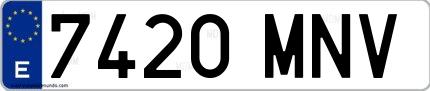 Ejemplo de matrícula española 7420 MNV