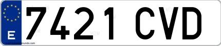 Ejemplo de matrícula española 7421 CVD