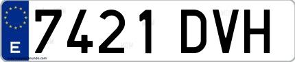 Ejemplo de matrícula española 7421 DVH