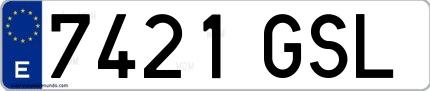 Ejemplo de matrícula española 7421 GSL