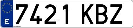 Ejemplo de matrícula española 7421 KBZ