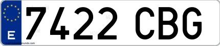 Ejemplo de matrícula española 7422 CBG