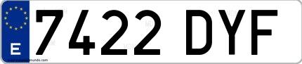 Ejemplo de matrícula española 7422 DYF
