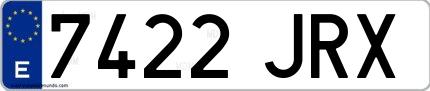 Ejemplo de matrícula española 7422 JRX