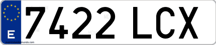 Ejemplo de matrícula de coche ordinaria 7422 LCX