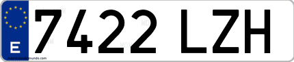 Ejemplo de matrícula de coche ordinaria 7422 LZH