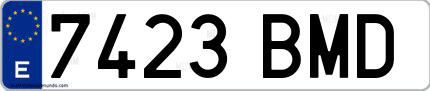 Ejemplo de matrícula española 7423 BMD