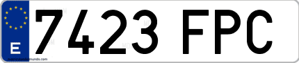 Ejemplo de matrícula de coche ordinaria 7423 FPC