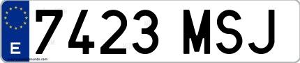 Ejemplo de matrícula española 7423 MSJ