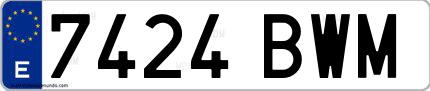 Ejemplo de matrícula española 7424 BWM