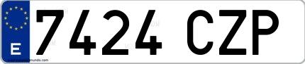 Ejemplo de matrícula española 7424 CZP