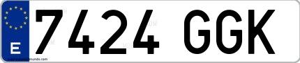 Ejemplo de matrícula española 7424 GGK