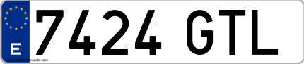 Ejemplo de matrícula de coche ordinaria 7424 GTL