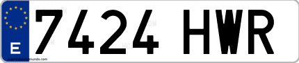 Ejemplo de matrícula de coche ordinaria 7424 HWR