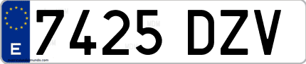 Ejemplo de matrícula de coche ordinaria 7425 DZV