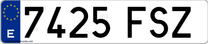 Ejemplo de matrícula de coche ordinaria 7425 FSZ