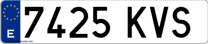 Ejemplo de matrícula de coche ordinaria 7425 KVS