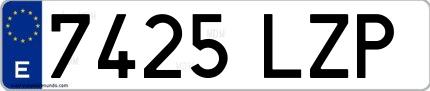 Ejemplo de matrícula española 7425 LZP